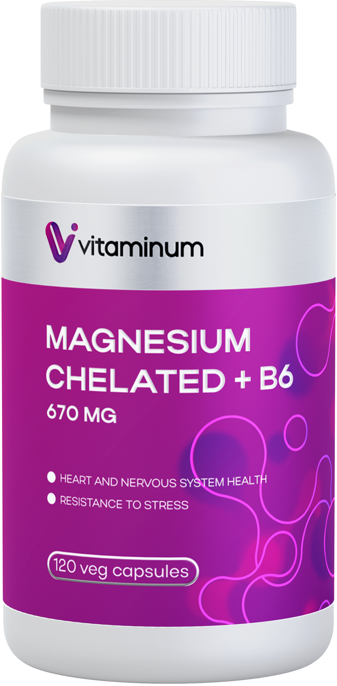  Vitaminum МАГНИЙ ХЕЛАТ + витамин В6 (670 MG) 120 капсул 800 мг  в Котласе